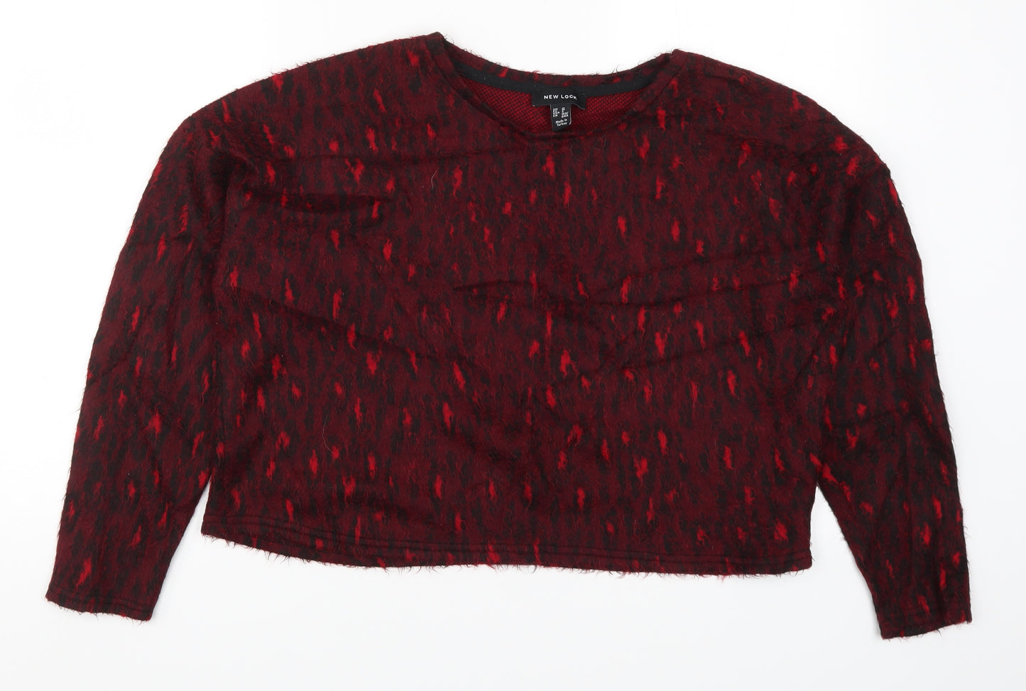 New Look Womens Red Animal Print Knit Pullover Jumper Size M