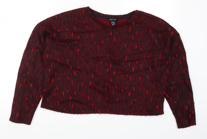 New Look Womens Red Animal Print Knit Pullover Jumper Size M
