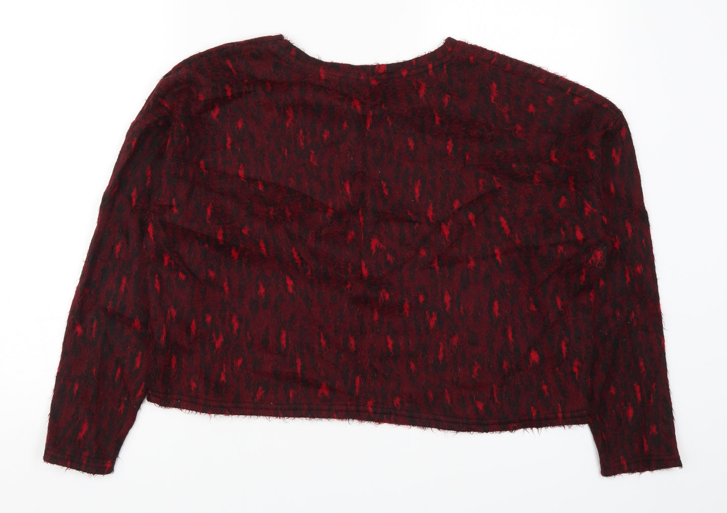 New Look Womens Red Animal Print Knit Pullover Jumper Size M