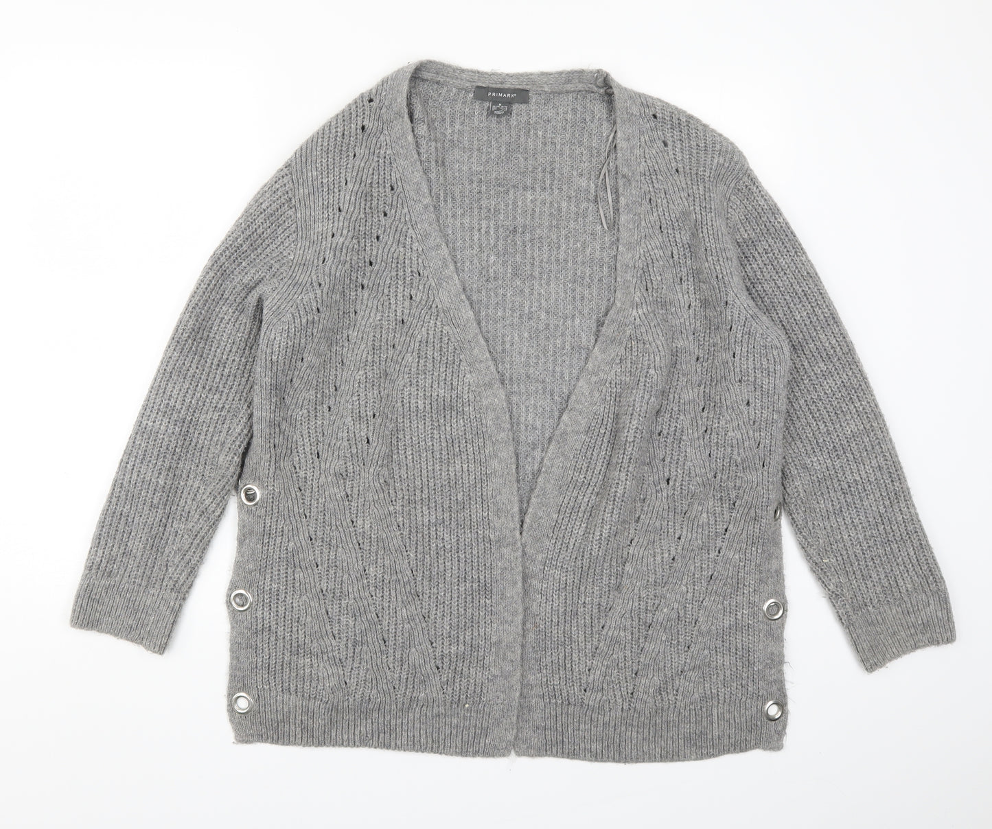 Primark Womens Grey  Knit Cardigan Jumper Size 10