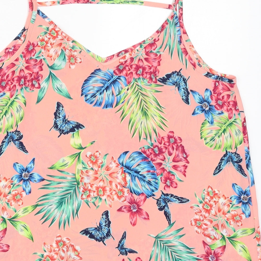 Primark Womens Pink Floral  Basic Tank Size 12