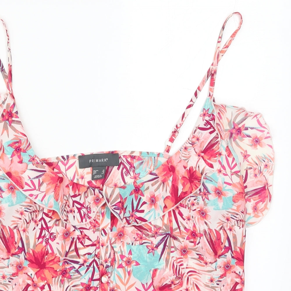 Primark Womens Pink Floral  Basic Tank Size 12