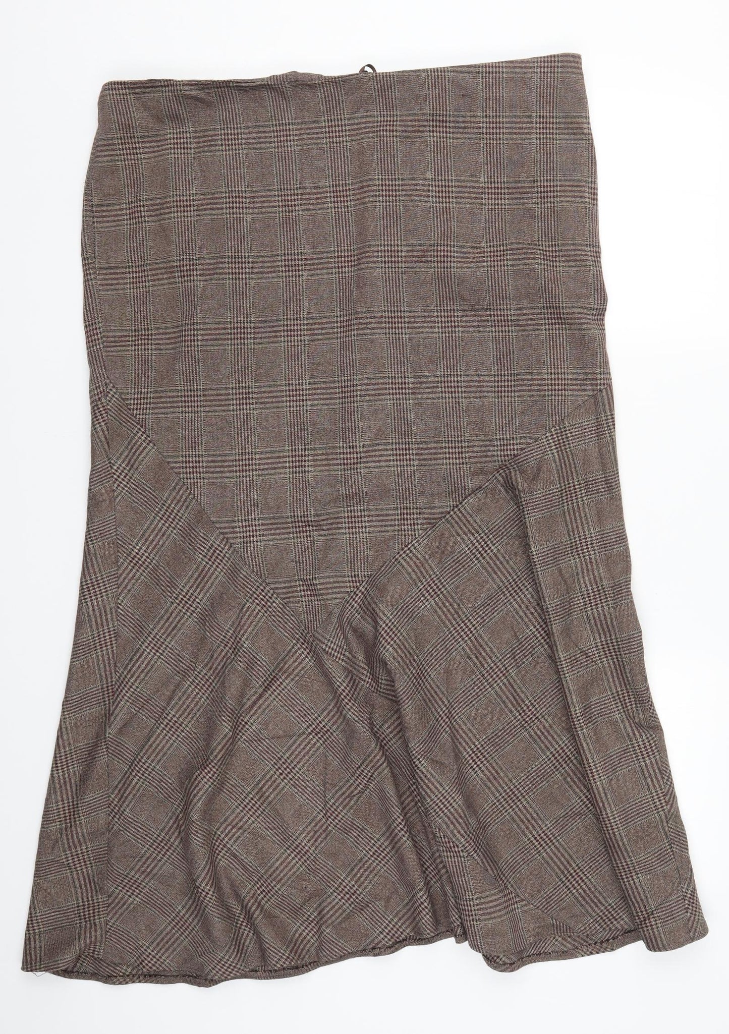 Evans Womens Brown Check  Flare Skirt Size 18