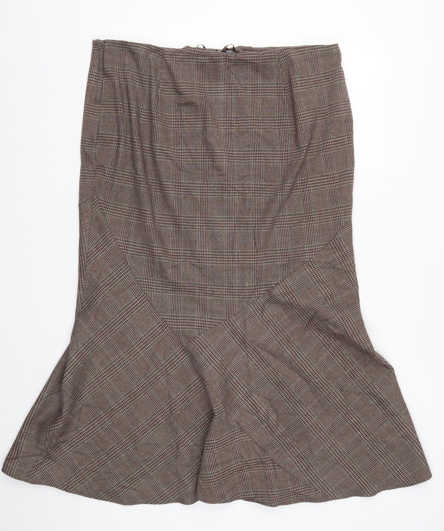 Evans Womens Brown Check  Flare Skirt Size 18