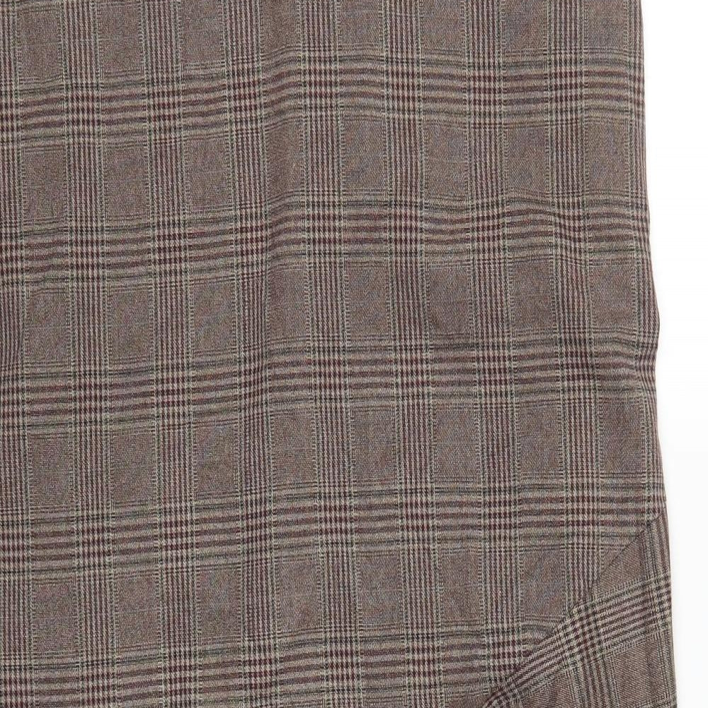 Evans Womens Brown Check  Flare Skirt Size 18