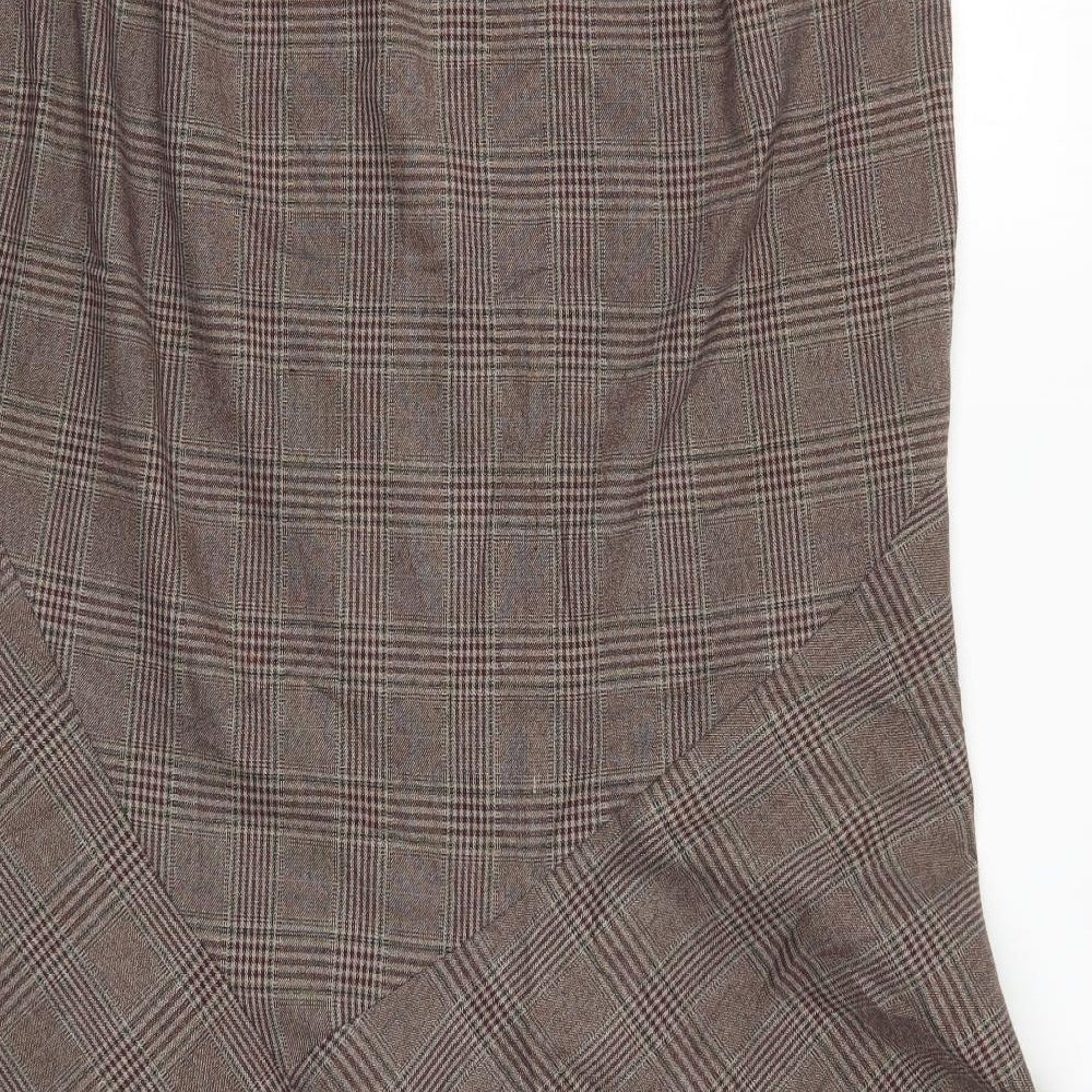 Evans Womens Brown Check  Flare Skirt Size 18