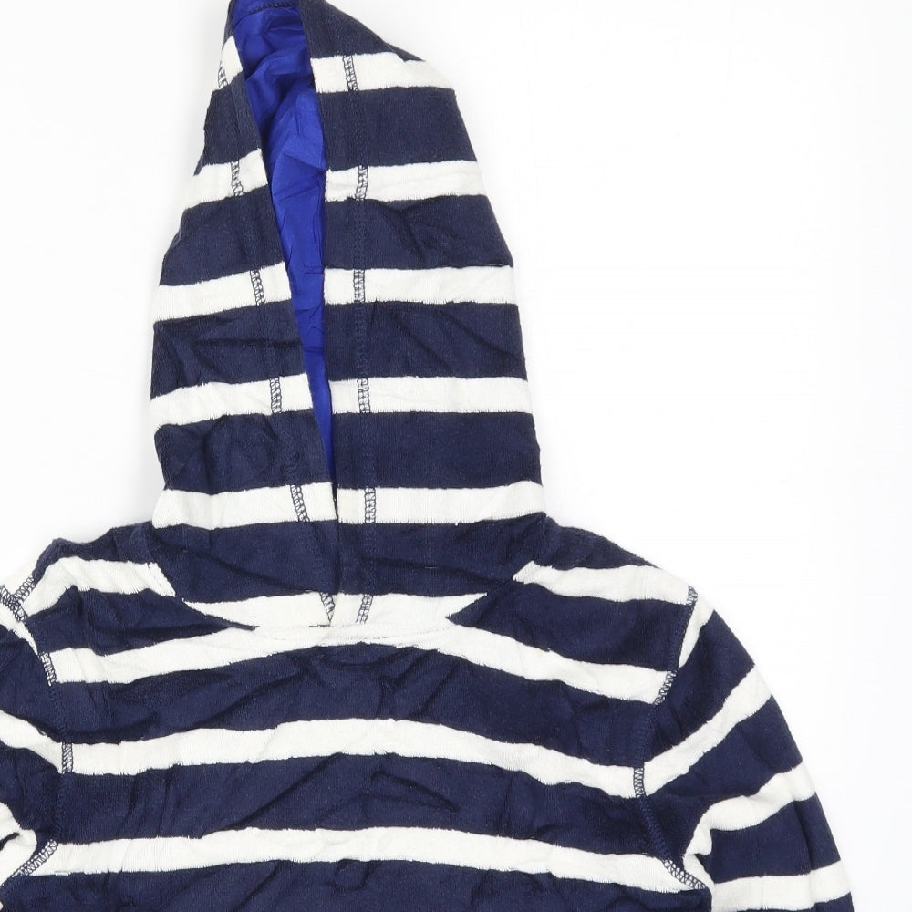 Mini Boden Boys Blue Striped  Pullover Hoodie Size 7-8 Years