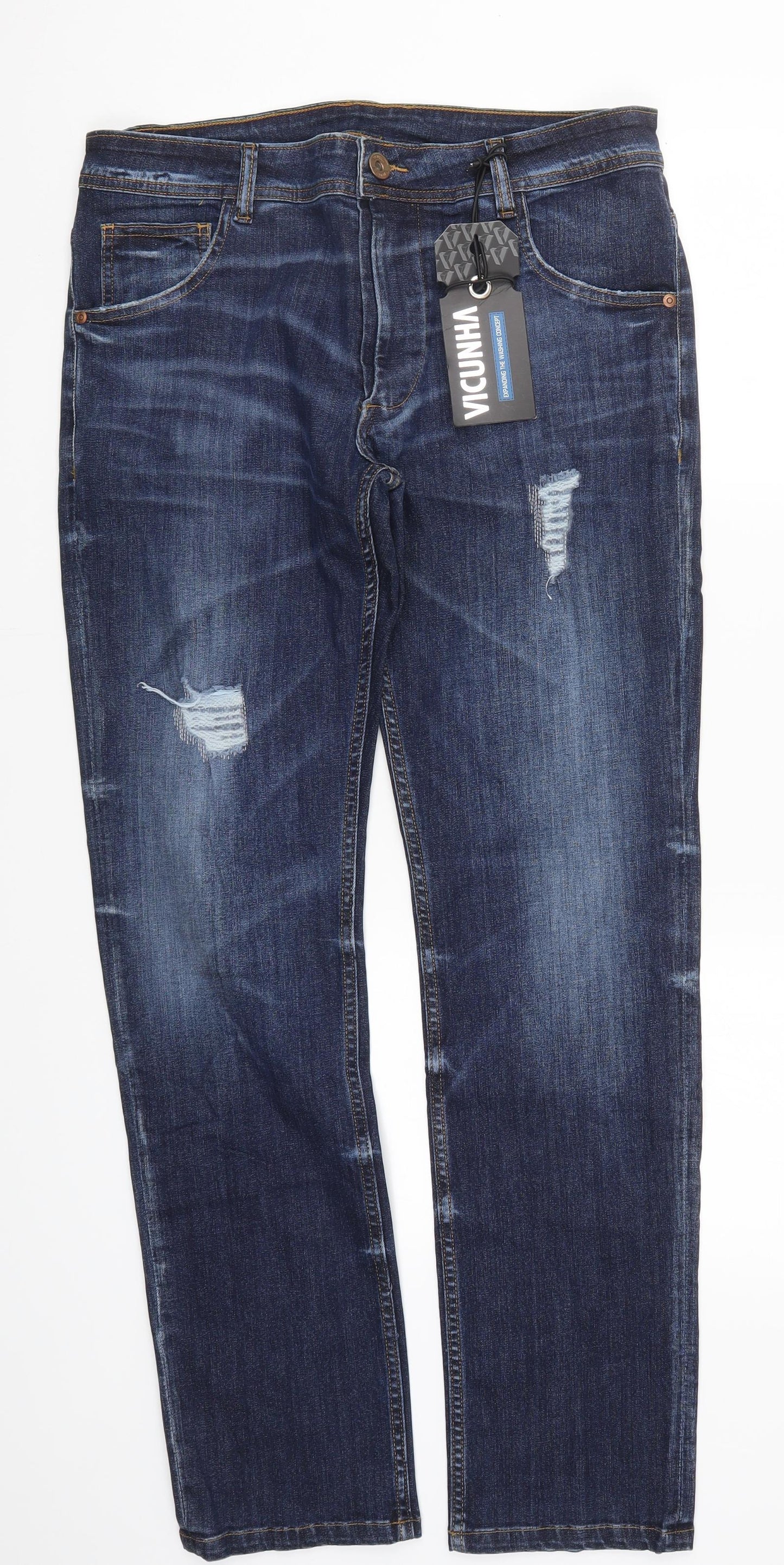 Vicunha Mens Blue  Denim Straight Jeans Size 34 L31 in