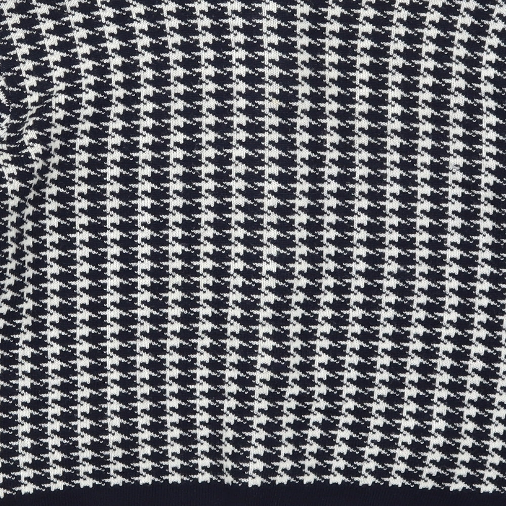 Marks and Spencer Womens Blue Houndstooth Knit Cardigan Jumper Size 12