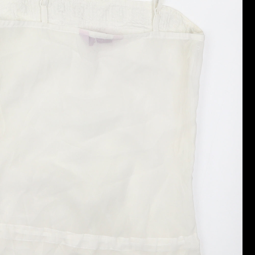 Tone Womens White Geometric  Basic Tank Size 10