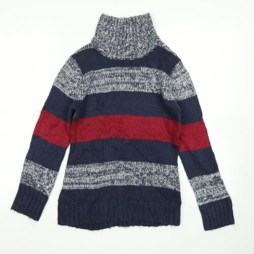FLAM Womens Blue Striped Knit Pullover Jumper Size S