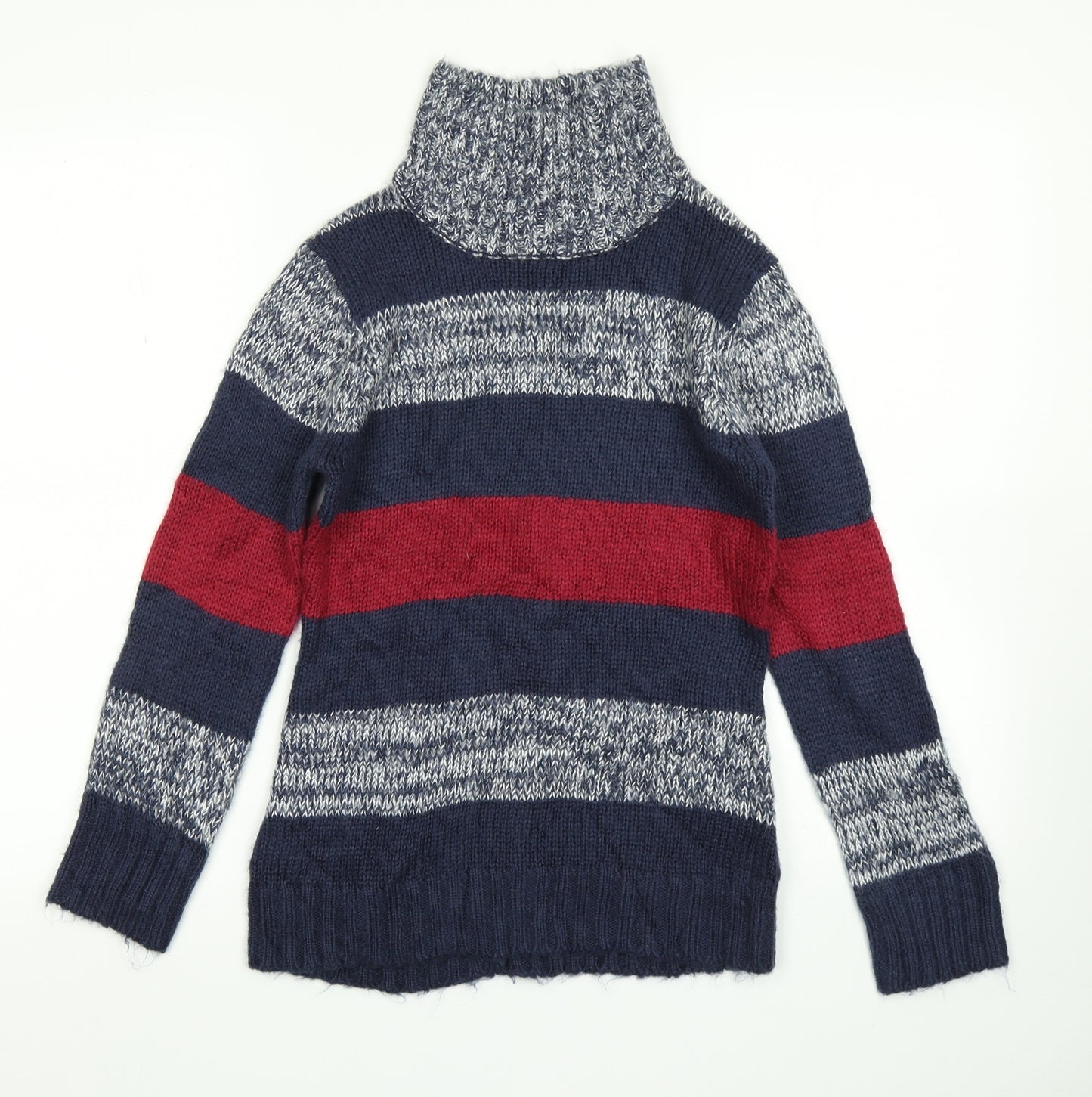 FLAM Womens Blue Striped Knit Pullover Jumper Size S