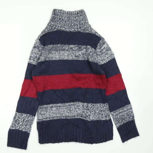 FLAM Womens Blue Striped Knit Pullover Jumper Size S