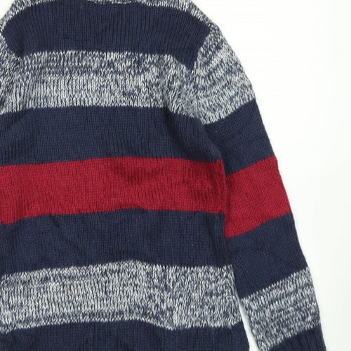 FLAM Womens Blue Striped Knit Pullover Jumper Size S