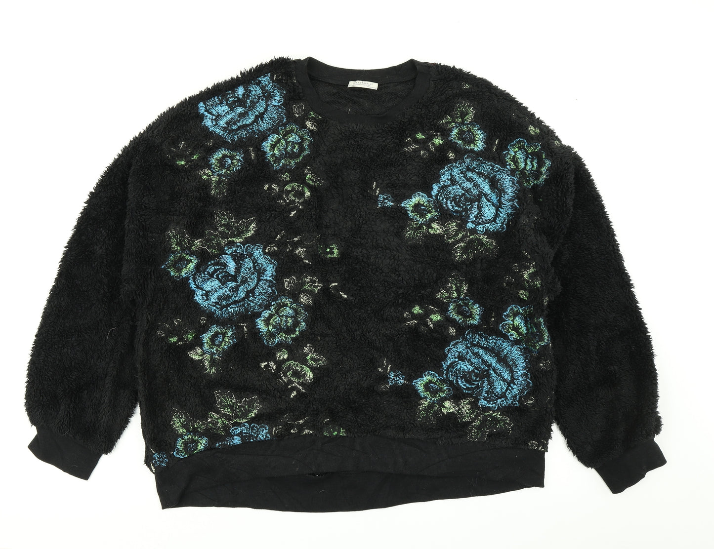 Zara Womens Black Floral  Pullover Sweatshirt Size M