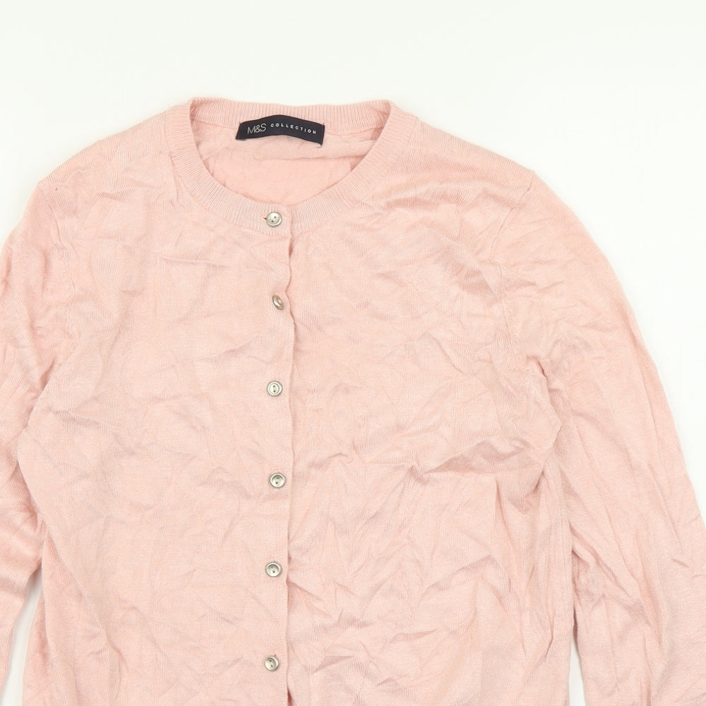 M&S COllection Womens Pink  Knit Cardigan Jumper Size 12