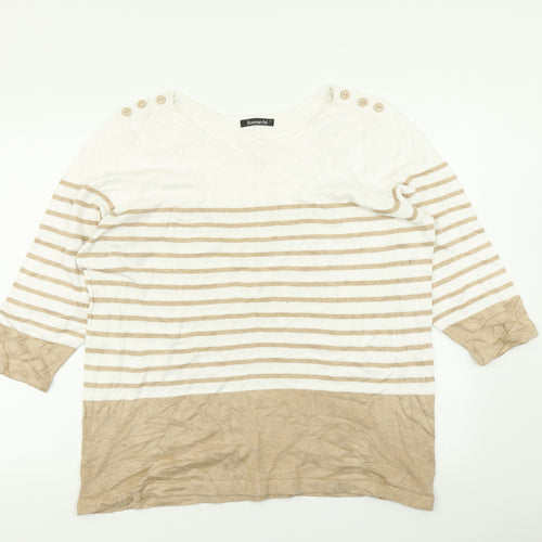 Bonmarché Womens Brown Striped Knit Pullover Jumper Size L
