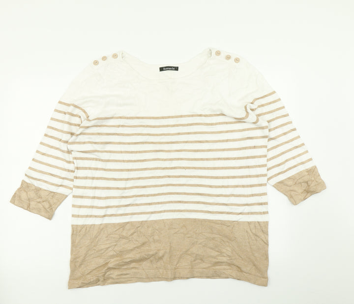 Bonmarché Womens Brown Striped Knit Pullover Jumper Size L
