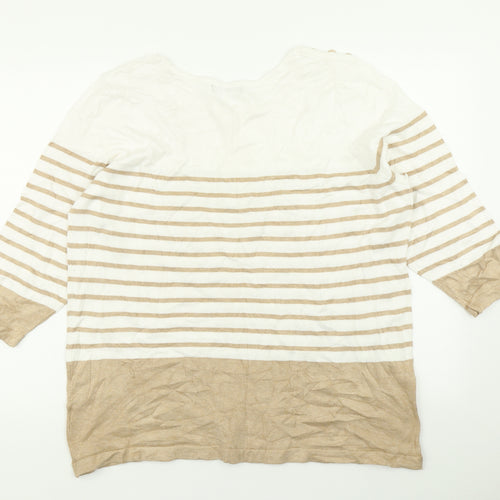 Bonmarché Womens Brown Striped Knit Pullover Jumper Size L