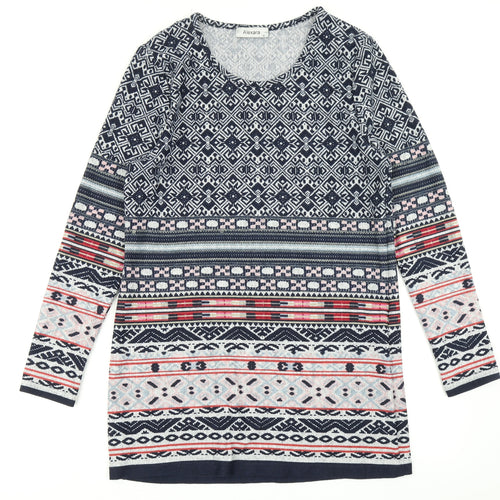 Alexara Womens Blue Batik Knit A-Line  Size 14