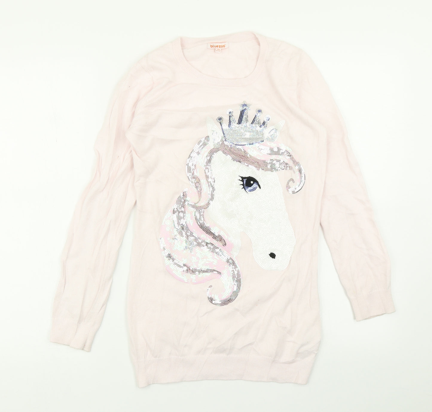 Bluezoo Girls Pink  Knit Jumper Dress  Size 11-12 Years  - Unicorn