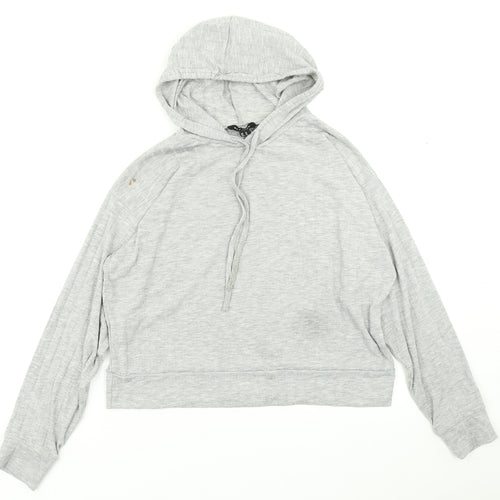 New Look Womens Grey   Pullover Hoodie Size M  - Cropped