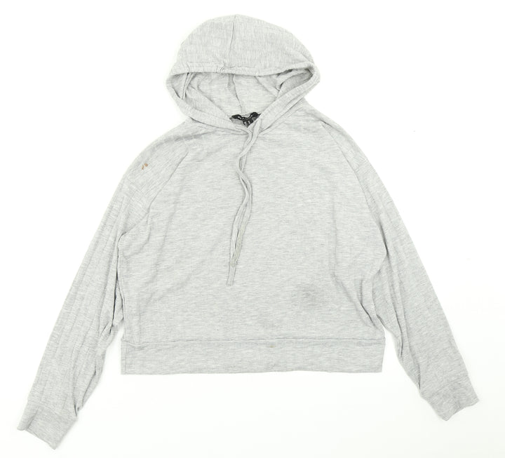 New Look Womens Grey Pullover Hoodie Size M - Cropped