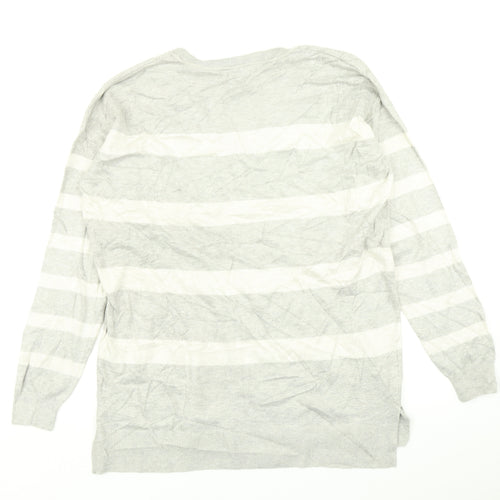 Papaya Womens Grey Striped Knit Pullover Jumper Size M