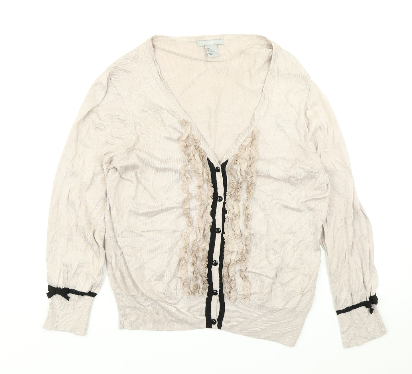 H&M Womens Beige  Knit Cardigan Jumper Size L
