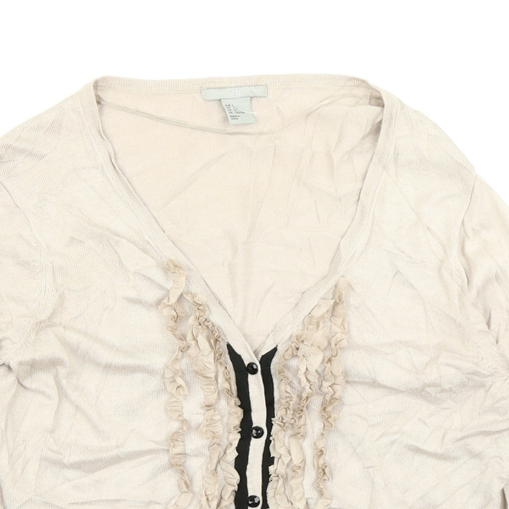 H&M Womens Beige  Knit Cardigan Jumper Size L