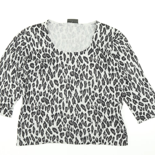 Alex & Co Womens Grey Animal Print Knit Pullover Jumper Size 12
