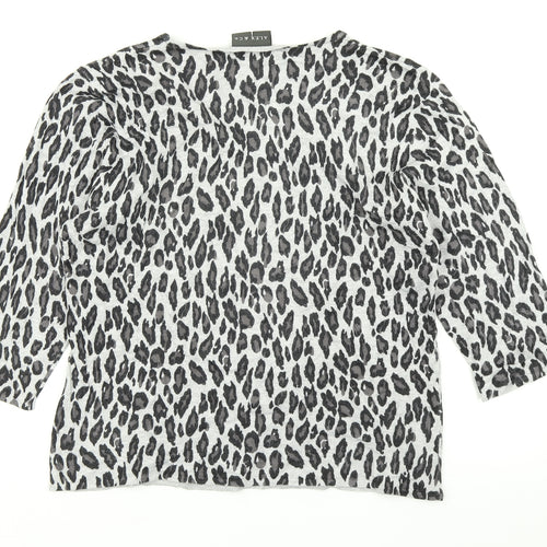 Alex & Co Womens Grey Animal Print Knit Pullover Jumper Size 12