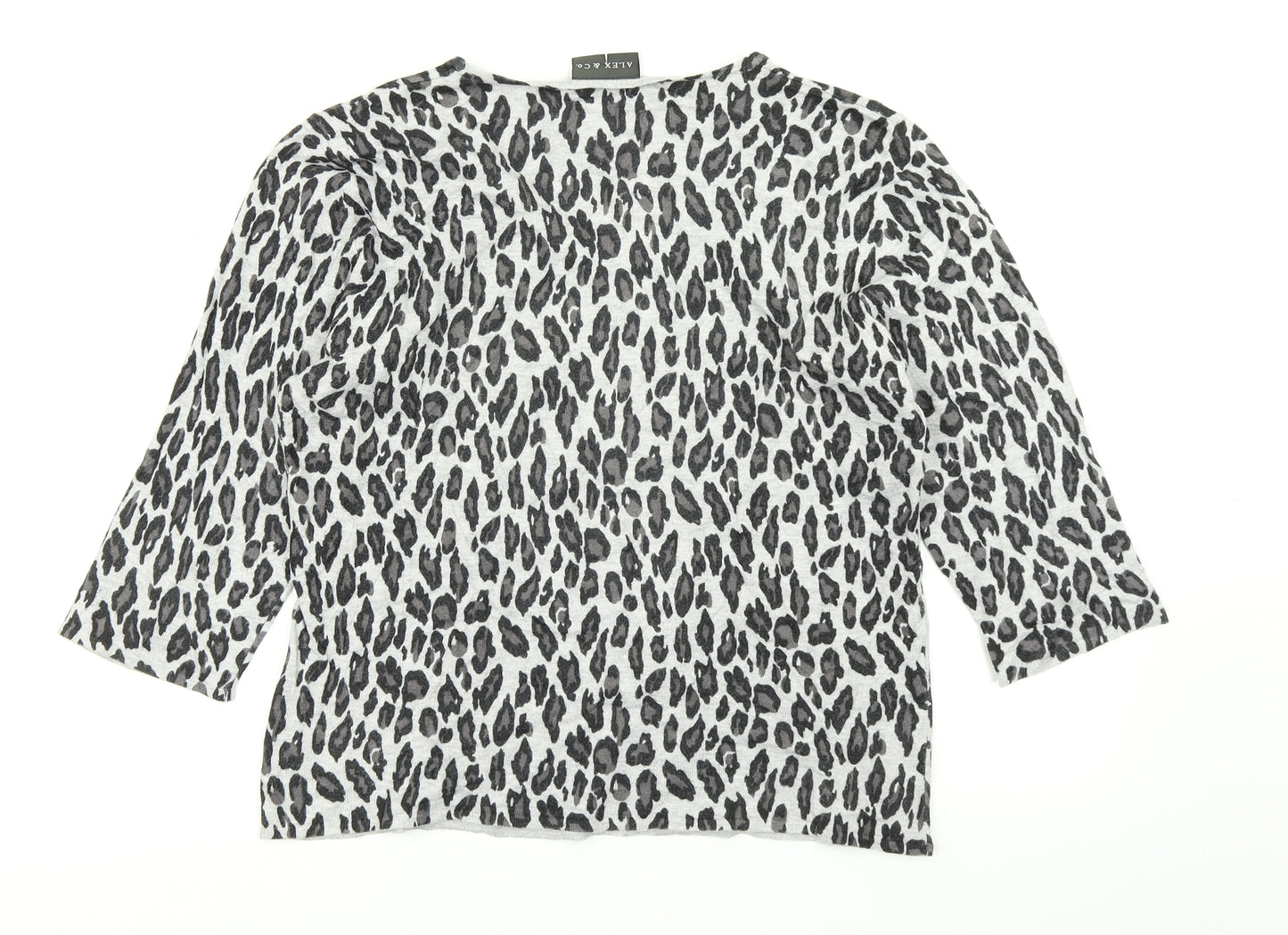 Alex & Co Womens Grey Animal Print Knit Pullover Jumper Size 12