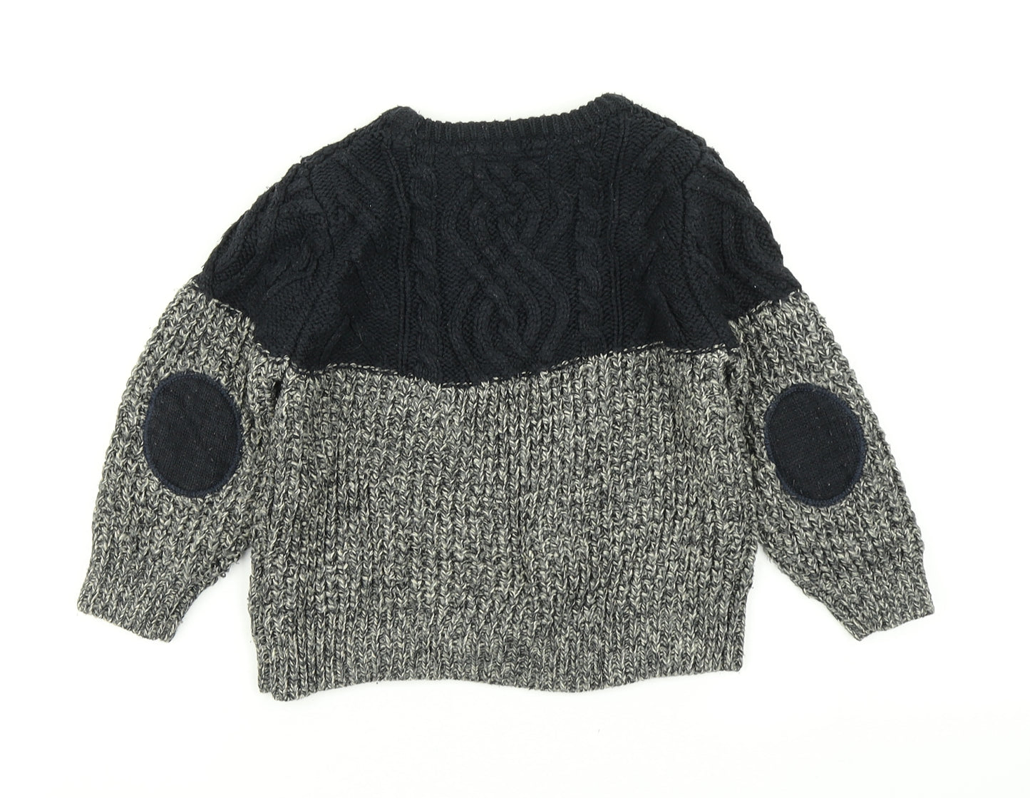Rebel Boys Grey Colourblock Knit Pullover Jumper Size 3-4 Years
