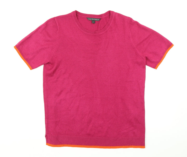 Bonmarché Womens Pink Knit Basic T-Shirt Size 12