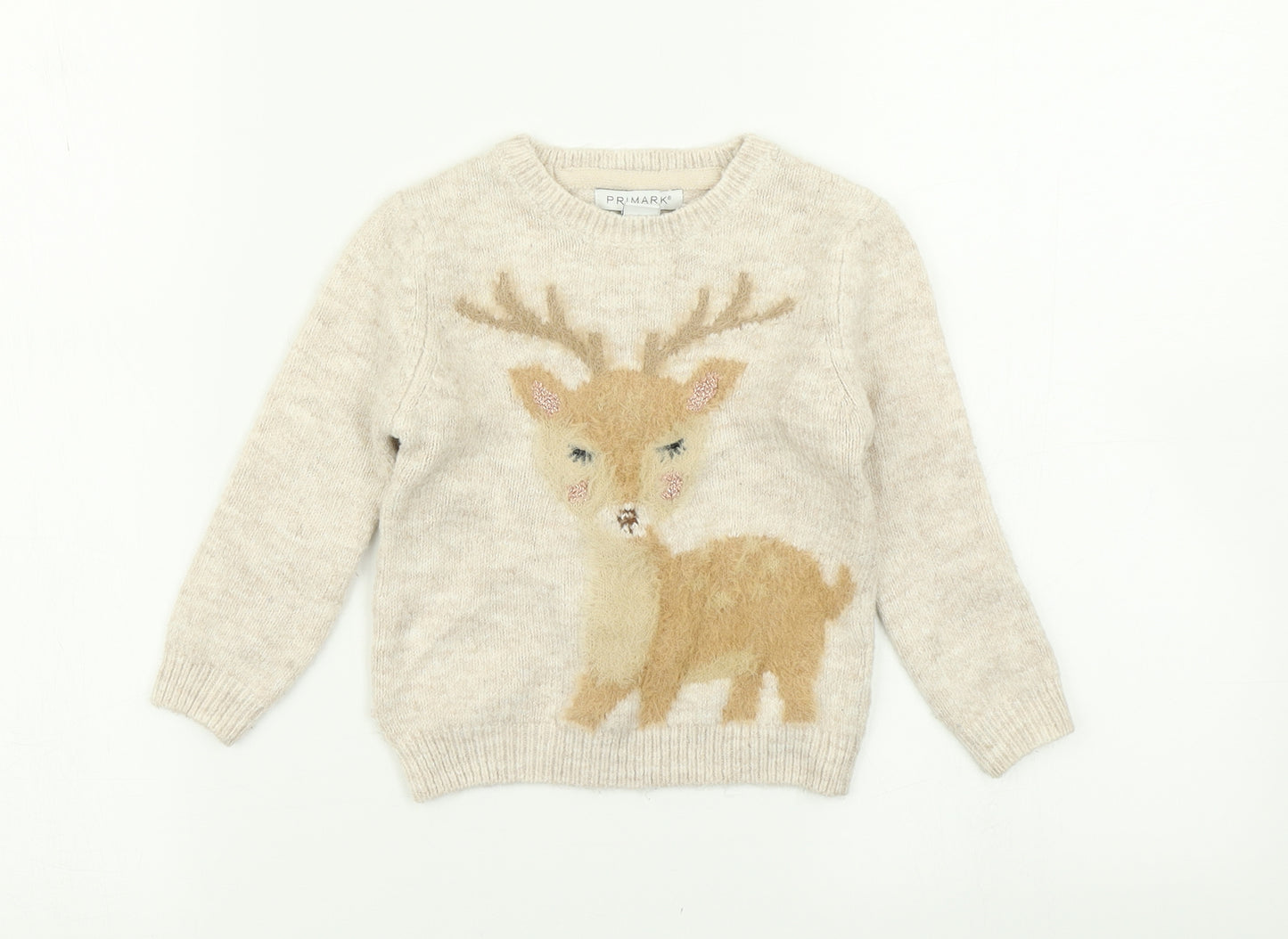 Primark Girls Beige  Knit Pullover Jumper Size 18-24 Months