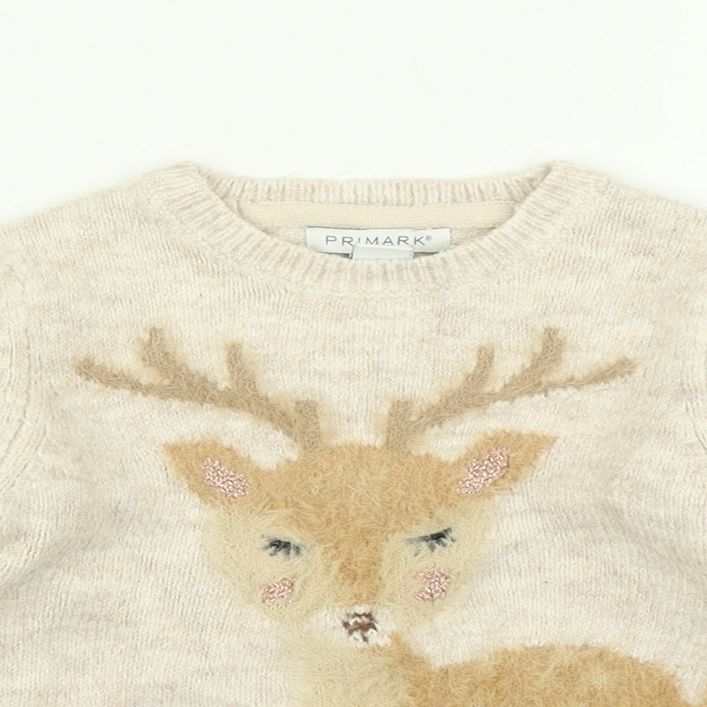 Primark Girls Beige  Knit Pullover Jumper Size 18-24 Months