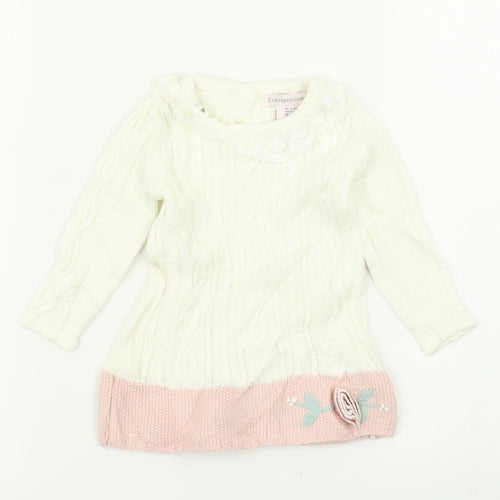 Catherine Malandrino Girls White Colourblock Knit Jumper Dress  Size 3-6 Months