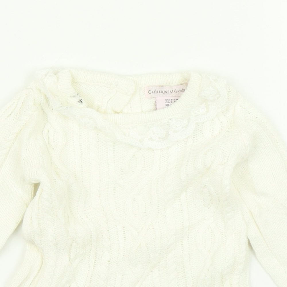Catherine Malandrino Girls White Colourblock Knit Jumper Dress  Size 3-6 Months