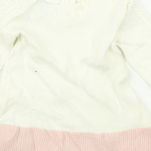 Catherine Malandrino Girls White Colourblock Knit Jumper Dress  Size 3-6 Months