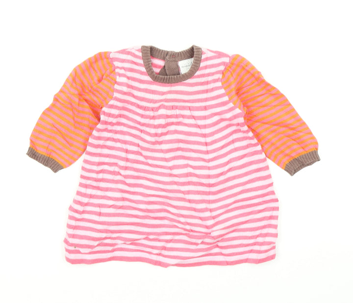 Mini Club Girls Pink Striped Knit Jumper Dress  Size 3-6 Months