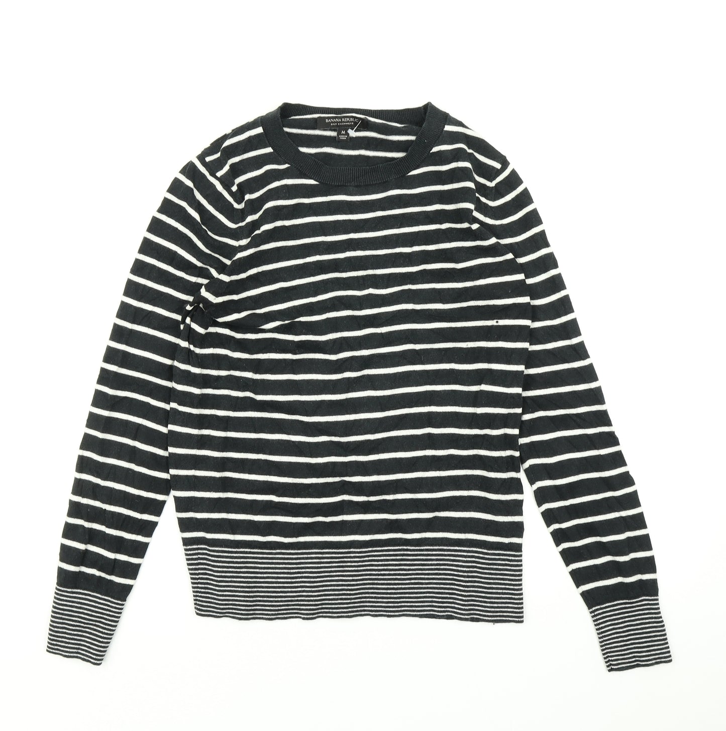 Banana Republic Mens Black Striped Knit Pullover Jumper Size M