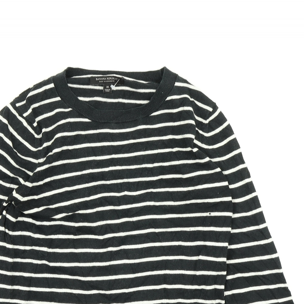Banana Republic Mens Black Striped Knit Pullover Jumper Size M