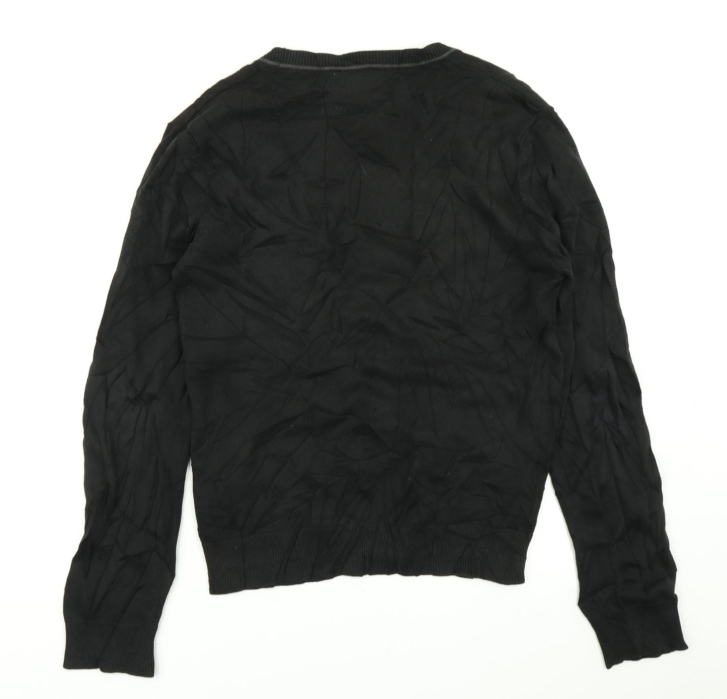 Rice-37 Mens Black  Knit Cardigan Jumper Size S