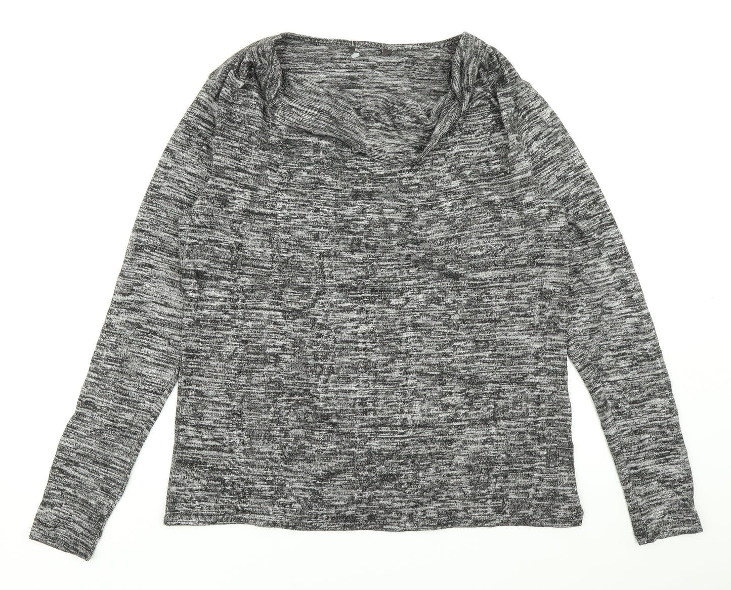 Preworn Womens Grey Striped Knit Basic T-Shirt Size 12