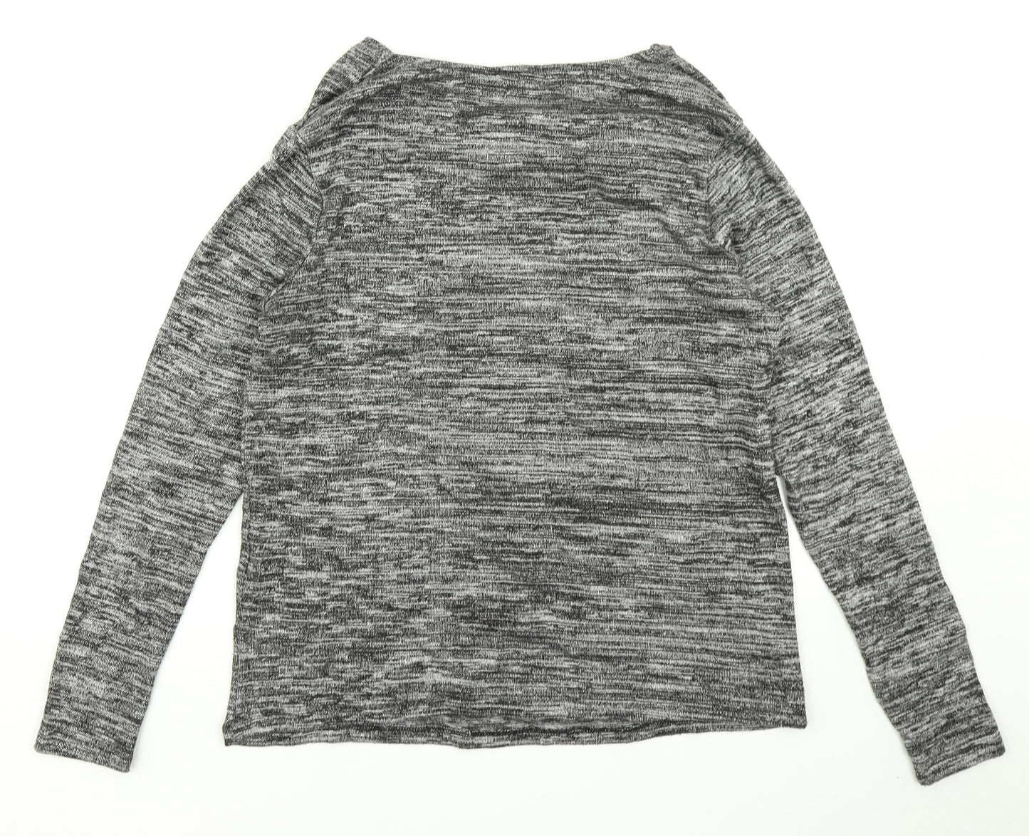 Preworn Womens Grey Striped Knit Basic T-Shirt Size 12