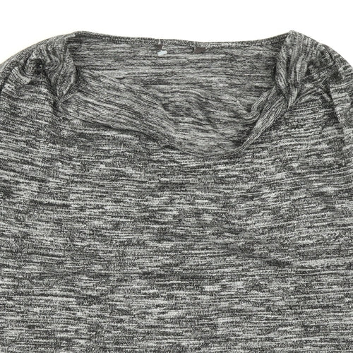 Preworn Womens Grey Striped Knit Basic T-Shirt Size 12