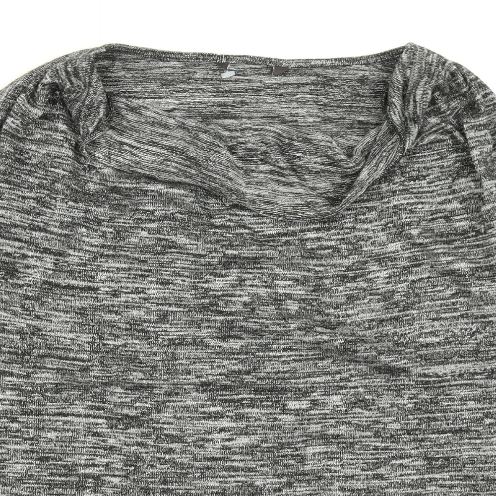 Preworn Womens Grey Striped Knit Basic T-Shirt Size 12