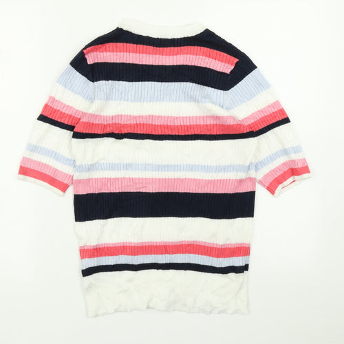 M&S Collection Womens Pink Striped Knit Pullover Jumper Size 12