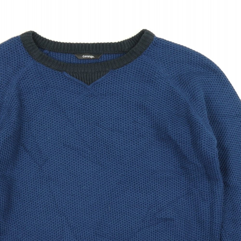 George Boys Blue  Knit Pullover Jumper Size 12-13 Years